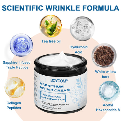 BQYOOMTM Magnesium skin repair cream👨‍⚕️NHS Approved (Psoriasis and Eczema Relief, Skin Repair, Even Tone, Acne and Dark Spot Treatment, Wart and Mole Removal)